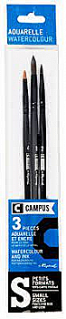 Набір пензлів для акварелі "Campus" S, 3 шт, довга ручка, P10410.00