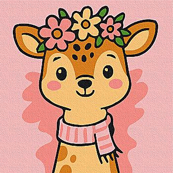 Розмальовка на полотні 20*20 см "Оленя у віночку", MBS075