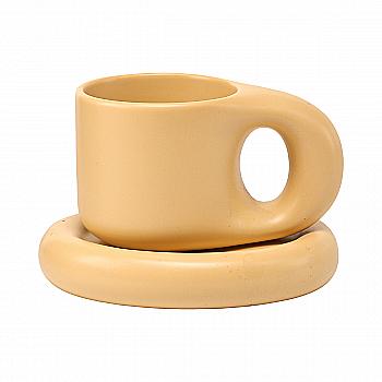 Чашка для чая/кофе с блюдцем, бежевая, 300 мл