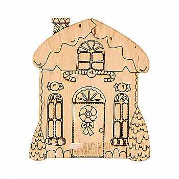 Заготовка магнита деревянная "Рождественский домик" 70*80 мм, NY024