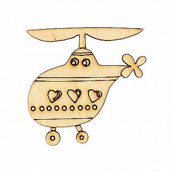 Заготовка магнита деревянная "Транспорт мини - вертолетик", 40*40 мм, LK217