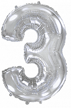 Кулька Ф ЦИФРА 3 Срібляста Slim 40", 3207-3699