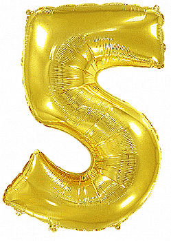 Кулька Ф ЦИФРА 5 Золотиста Slim 40", 3207-3691