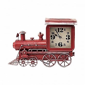 Годинник настільний металевий Паротяг "Jesko" d=26 см, аналог, червоний, 2012421
