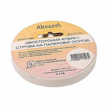 Скотч 12 мм*10 м, 80 мкм, двосторонній на паперовій основі, Akvarel (216)