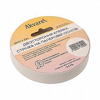 Скотч 18 мм*10 м, 80 мкм, двосторонній на паперовій основі, Akvarel (144)