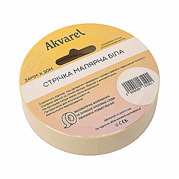 Скотч 24 мм*20 м, 120 мкм, малярний, білий/жовтий, Akvarel (108)