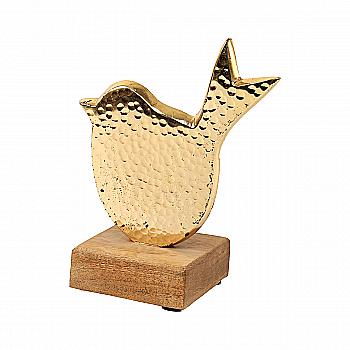 Статуетка декоративна Пташка "Trilla" h=14 см, алюміній, золотий, 9827148/1019275