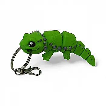 Кинематический 3D брелок Ящерица зеленая с серым