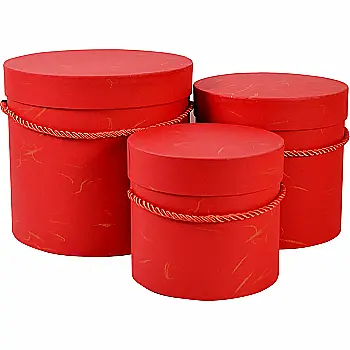 Подарункова коробка кругла, червона зі шнурком, 18*18*17 см, 210340353