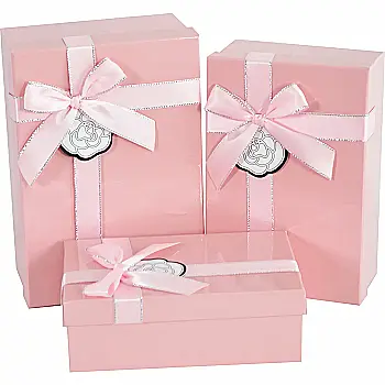 Подарункова коробка прямокутна,  рожева "Троянда" з бантом, 19*12*6,5 см, 1103435631