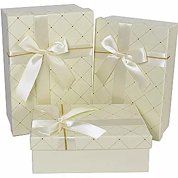 Подарункова коробка прямокутна, біла з бантом, 21*14*8 см, 1103448632