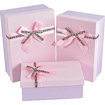 Подарункова коробка прямокутна, ніжно-лілова з бантом, 21*14*8 см, 1103436302