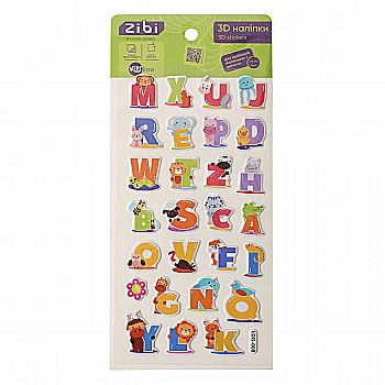 Наклейки 3D Английский алфавит животного 22 см, KIDS Line, ZB.63310