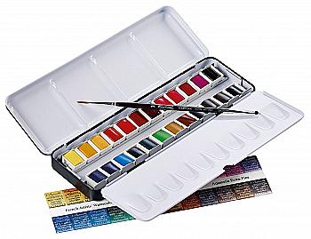 Набір акварельних фарб "Sennelier" L’Aquarelle, 24 кол., метал + 1 пензлик, N131606