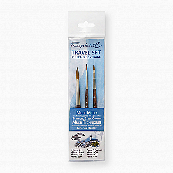 Набір міні-пензлів "Raphael" Travel Precision, 3 пензлі, круглі та плоскі, P10612.20