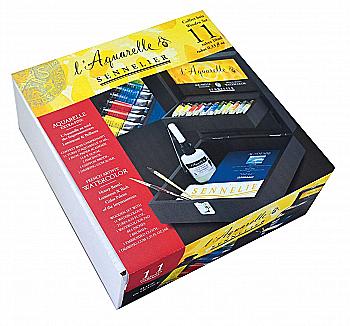 Подарунковий набір акварельних фарб Sennelier L’Aquarelle, 11 туб по 10 мл, +аксесуари, N131630.00