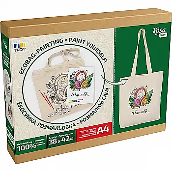 Набор, экосумка-раскраска "Music is Life", хлопок 220 г/м2, 38*42 см, ROSA Talent