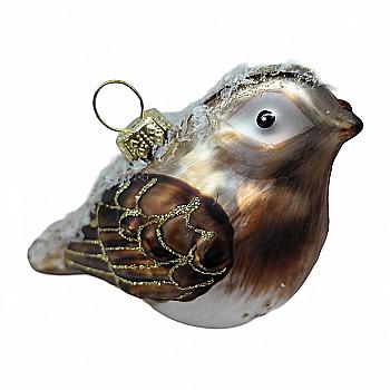 Підвіска новорічна скляна Пташка 13 см (3 види), 44739 ТМ "SHISHI"