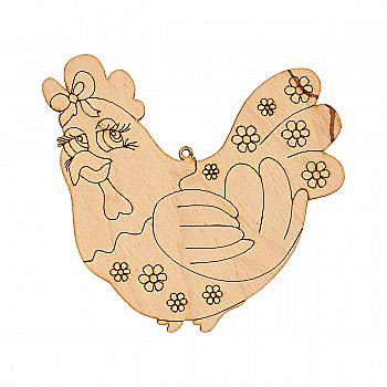 Заготівка дерев’яна "Святкова курка, підвіс" 92*95 мм, ZS210-1