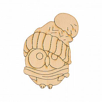 Заготовка из фанеры Раскраска "Сова в шапке 2" 5,3*7,5 см, 101240 ArtBober