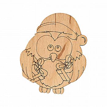 Заготовка из фанеры Раскраска "Сова с подарками" 6,2*7,5 см, 101246 ArtBober