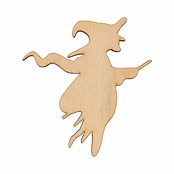 Заготівка з фанери Розмальовка Хелловін "Відьма на мітлі" 8*8,7 см, 001297 ArtBober