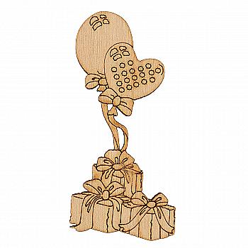 Заготовка из фанеры Раскраска "Подарки с шарами" 7*3,5 см, 100001 ArtBober