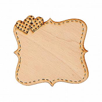 Заготовка лазерная деревянная "Шильда фигурная с рисунком №6" 50*45 мм, R026