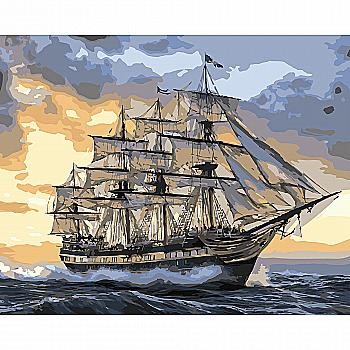 Картина по номерам 40*50 см "Корабль в открытом море", VG051 ТМ "Strateg"