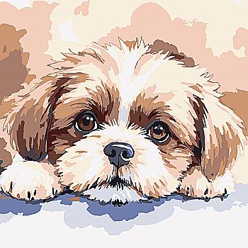 Картина по номерам 20*20 см "Милый щенок", HH8033 ТМ "Strateg"