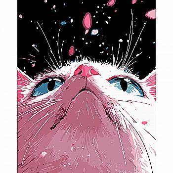 Набір для розпису по номерах 40*50 см "Рожеве кошеня" на чорному фоні, AH1179-12 ТМ "Strateg"