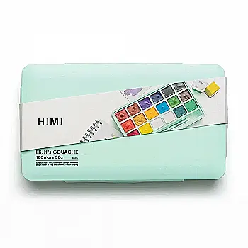 Набор гуашевых красок Jelly Cup 18*30 мл+3 кисти, зеленый пластик.пенал, HIMI