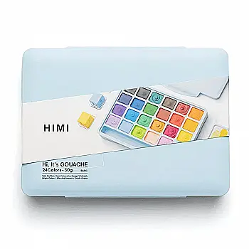 Набор гуашевых красок Jelly Cup 24*30 мл, синий пластик.пенал, HIMI