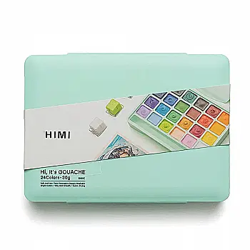 Набор гуашевых красок Jelly Cup 24*30 мл, зеленый пластик.пенал, HIMI