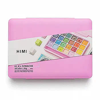 Набор гуашевых красок Jelly Cup 24*30 мл, розовый пластик.пенал, HIMI