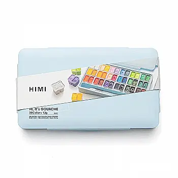 Набор гуашевых красок Twin Cup 36*12 мл+3 кисти, голубой пластик.пенал, HIMI