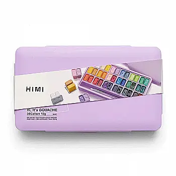 Набор гуашевых красок Twin Cup 36*12 мл+3 кисти, фиолетовый пластик.пенал, HIMI