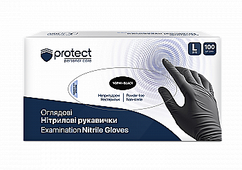 Рукавички PRO нітрілові чорні нестер. неприпуд., ProtectTM L (100шт/уп). 17302060