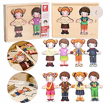 Игрушка деревянная Classic World "Переодевалка Девочка-Мальчик", 54358