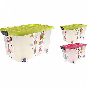 Коробка с крышкой для хранения вещей на колесах 60*40*30 см, Y54007410