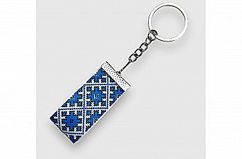 Брелок 25мм синій орнамент