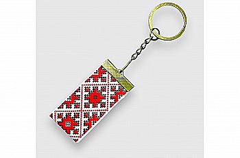 Брелок 25мм червоний орнамент Bronzе