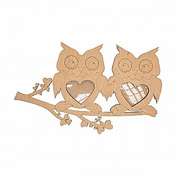 Заготовка деревянная Фоторамка "Совушки на ветке", Ф6