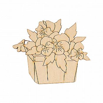 Заготовка из фанеры Раскраска "Цветы в лукошке" 6,2*7,5 см, 100029 ArtBober