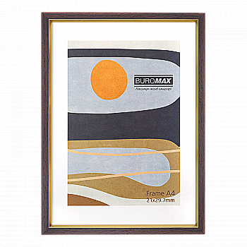 Фоторамка А4, 21*29.7 см коричнева з золотом, BM.0901