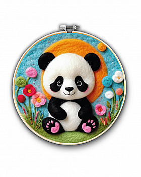 Набор для валяния картины из шерсти "Обними панды", EFL007