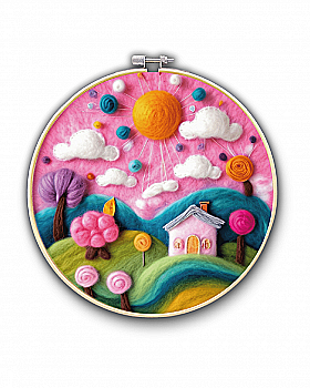 Набор для валяния картины из шерсти "Мир розовых грез", EFL006