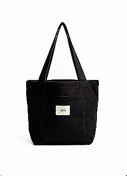 Шопер вельвет з карманом чорний, SPR001-14