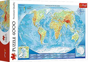 Пазл "4000" - Большая физическая карта мира, Trefl, 45007